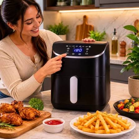 🔥🍟 ¡Disfruta lo crujiente sin culpa! 🍟🔥 🥘 Freidora de Aire INLEC 5  Litros — Cocina tus comidas favoritas con menos grasa y más sabor. 💨  Tecnología de circulación de aire 360°