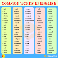 1000 Most Common Words In English From A Z 7 E S L English Words Words English Vocabulary