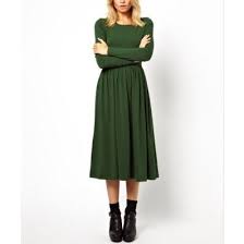 Round Neck Long Sleeve Maxi Dress Fashion Cotton Blends Dress Maxi Dress With Sleeves