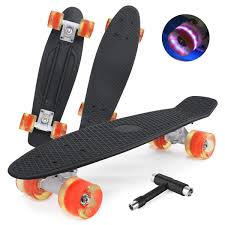 How to clean penny board bearings. Shownicer Skateboard Complete Mini Cruiser Plastic Skateboard Penny Board 22 Inch For Kids Girls Boys Beginners Teens Adults Led Light Up Wheels With Abec 7 Bearings All In One Skate T Tool Buy Online In