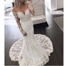 ··· customized mermaid wedding dresses lace appliques long sleeves with overskirts chapel train plus size bridal gowns. Dingdingmail Illusion Long Sleeve Lace Mermaid Wedding Dresses For B Long Sleeve Wedding Dress Lace Long Sleeve Wedding Dress Lace Mermaid Online Wedding Dress
