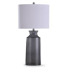 Habitat whistable glass table lamp base. Stylecraft Clove Smoke Gray Transparent Glass Table Lamp With White Drum Shade Today