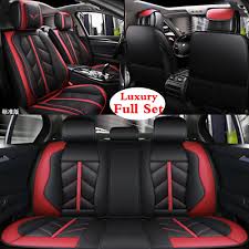Ad Ebay Luxury Microfiber Leather 5d Surround Car Full Set Seat Cover Cushions Black Red Seat Cover Car Seat Cover Sets Leather Car Seat Covers