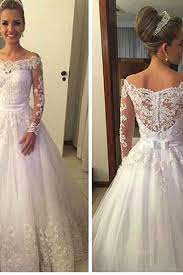 Check out our long sleeve lace wedding dress selection for the very best in unique or custom, handmade pieces from our bridal gowns & separates shops. Off The Shoulder Long Sleeve 2018 Wedding Dress A Line Lace Bridal Gowns Wisebridal Com Wedding Dresses Uk A Line Wedding Dress With Sleeves Wedding Dress Sleeves