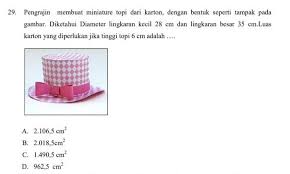Pengrajin membuat topi dari karton dengan bentuk seperti tampak pada gambar. Mohon Bantuannya Kak Brainly Co Id
