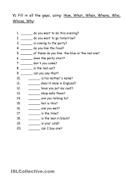 Exercises Wh Question Words English Grammar For Kids Essay Writing Skills Wh Questions