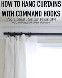Hanging curtains in a rental apartment or rental home without drilling i've found several ways to hang curtains without any drilling, screws, nails, and even over blinds that stick out from the wall. Curtain Without Hooks Off 72 Medpharmres Com