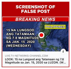 If this results in the author name being identical to the site name, omit the site name, as in the example below. False Magnitude 7 8 Earthquake On January 15 After Taal Eruption