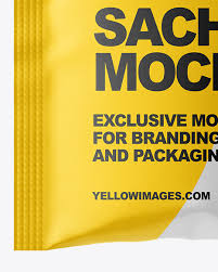 Glossy Sachet Mockup In Sachet Mockups On Yellow Images Object Mockups