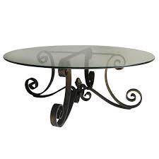 Mid Century Scrolled Forged Iron Table Base With Round Glass Top 1stdibs Com Glas Couchtisch Couchtisch Couchtisch Mit Glasplatte