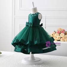 A Line Green Tulle Short Flower Girl Dress With Beading Flower Girl Dresses Tulle Flower Girl Dresses Girls Dresses