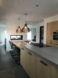 woonkeuken eiken beton doorkijkhaard open keuken en woonkamer keuken ontwerp keuken interieur