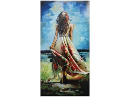 Friends who import buy from there. Girl On Beach Metal Artwork Beach Metal Wall Art