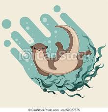 Sea otter frolicking in the kelp bed, in the no otter zone south of point conception, off the santa barbara county coast. Cute Sea Otter Cartoon Character Vector Illustration Canstock