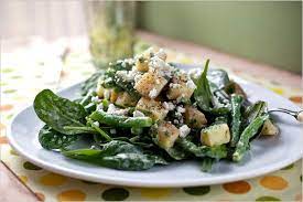 Potato Green Bean And Spinach Salad Recipe Recipe Spinach Salad Recipes Spinach Salad Green Beans