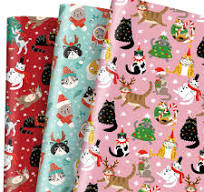 Amazon.com: JarThenaAMCS Christmas Cat Wrapping Paper Red ...