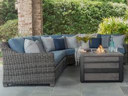 Outdoor sectional with fire pit. Ebel Avallon Wicker Sectional Lounge Set Avllnfrptseclngset