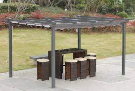 Buy Angel Living Aluminum Garden 3x4m Pergola Gazebo With Retractable Roof Canopy For Outdoor Patio Grey Online In Indonesia B085prkw4k