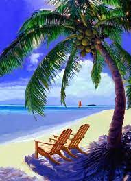 Coconut Palm By David Van Hulst Beach Scene Painting Beach Painting Beach Art