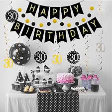 Delicious birthday cupcake on table on bright background. 30th Birthday Decorations Kit For Men Women 30 Years Old Party No Assembly Required Black Gold Happy Birthday Banner Hanging Swirls Circle Dots Hanging Decoration Number 30 Table Confetti Pricepulse