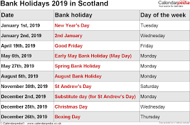 These are largely similar to the bank holidays in england and wales, but there are a few key differences. Bank Holidays 2019 In The Uk With Printable Templates
