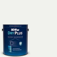 This low odour masonry waterproofer is formulated for waterproofing above and below grade basement walls, masonry walls, retaining walls, cinder and concrete blocks, stucco and brick. Behr 1 Gal White Flat Interior Exterior Dry Plus Masonry Waterproofer 87501 The Home Depot