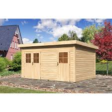 225 x 210 cm (mit dachüberstand: Woodfeeling Holz Gartenhaus Glostrup Natur 420 Cm X 270 Cm Mit Mittelwand Kaufen Bei Obi
