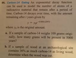 Solved Carbon 14 Dating An Exponential Decay Function Can Chegg Com