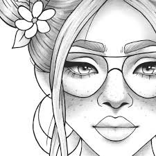Printable Coloring Page Girl Portrait And Clothes Colouring Etsy In 2020 Girl Drawing Sketches Art Drawings Simple Portrait Drawing