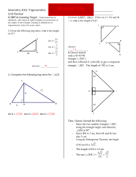 6 students' own answers suggested subjects for answers: Geometry 2 H Trigonometry Name Unit Review Period Date