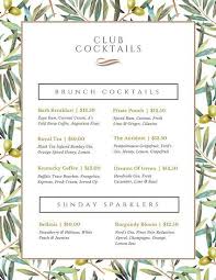 Olive Leaves Border Brunch Menu Brunch Menu Design Menu Design Brunch Cocktails