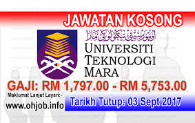 Posted by papa gepeto labels: Jawatan Kosong Universiti Teknologi Mara Uitm 03 September 2017 Jawatan Kosong Kerajaan Swasta Terkini Malaysia 2021 2022