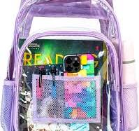Mochila transparente resistente, bolsa transparente para libros, color  morado