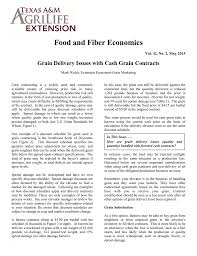 food and fiber economics grain delivery issues with cash