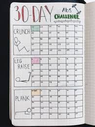Bullet Journal 30 Day Fitness Challenge Tracker Stay Dedicated And Commited With This Bullet Journal Tracker Bullet Journal 30 Days Journal Bullet Journal