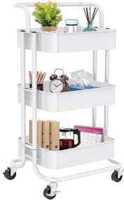 Slim rolling out kitchen trolley rack holder slim st. Amazon Com 3 Tier Rolling Utility Cart Multifunctional Metal Organization Storage Cart With 2 Lockable Wheels For Office Home Kitchen Bedroom Bathroom Laundry Room By Pipishell White Kitchen Dining