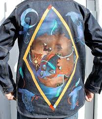 Acrylic Paint And Varnished With A Polyacrylic Sealer Hand Painted Denim Jacket Painted Denim Jacket Painted Denim