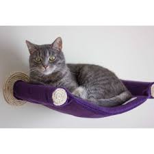 Sunbrella hammock bed with space saving steel stand in dove (3) 9 ft. Cat Hammock Wall Mounted Cat Bed Purple Catsplay Superstore