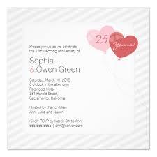 The best love stories are the ones that last. Heart Balloons 25th Wedding Anniversary Invitations