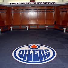 Edmonton oilers fans lined up for hours ahead of the oilers farewell season clearout sale at rexall place sunday. Edmonton Oilers Locker Room Custom Made Carpet Logo From Main Dressing Room Floor Nhl Auctions