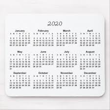 Black And White Calendar 2020 Simple White And Black Text 2020 Calendar Mouse Pad Classic Gifts Gift Ideas Diy Custom Unique Classic Gifts Fun Mouse Pad Colorful Backgrounds