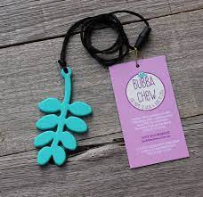 Chew Buddy Oral Sensory Necklace Leaf Pendant Leaf Pendant Silicone Teething Jewelry Sensory Necklace