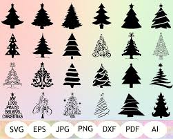 Set Of 24 Christmas Trees Svg Christmas Trees Silhouette Etsy Christmas Tree Clipart Christmas Tree Outline Christmas Tree Silhouette