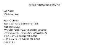 Estimating Steel For Concrete Pours Rebar Estimated By The