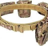 PEXL Cinturón táctico Molle con 5 bolsas, hebilla de liberación rápida,  cinturón de batalla militar ajustable para hombre, camuflaje CP, CP Camo