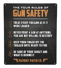 Check spelling or type a new query. Patriot Patch Co 4 Rules Of Gun Safety Sign Indoor Outdoor Aluminum Sign Patio Lawn Garden Amazon Com