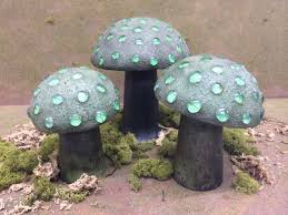 Concrete Mushrooms Concrete Garden Garden Mushrooms Concrete Decor Diy