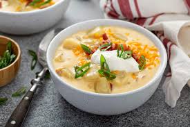 Wasn't sure about baking the potatoes then adding them but very happy with the result. Loaded Baked Potato Soup Using Chicken Stock Cream Cheese And Sour Cream And Then Add Cheddar Cheese Meteorologist By Day Chef By Night Loaded Baked Potato Soup All Your Favorite