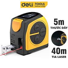 Mua Thước Đo Khoảng Cách Laser Kết Hợp Thước Dây Thép Deli - Đo Laser 40m,  Đo Thủ Công 5m - Màn Hình LED Hiển Thị Chính Xác | Tiki
