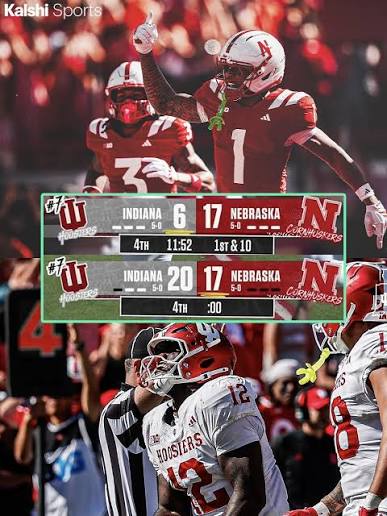🔥 HISTORIC 4TH QUARTER COMEBACK: INDIANA ESCAPES NEBRASKA 20-17! No. 7  Indiana just pulled off one of the most improbable fourth-quarter rallies  in program history. Down 17-6 with under 12 minutes remaining,